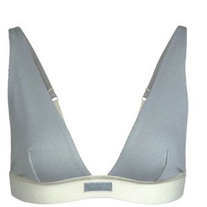 Skims Rib Stretch Cotton Plunge Bralette. Sz small. Color: Mineral